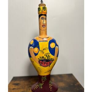 Vintage Mary Naylor Hand Painted Ceramic Olive Oil Decanter Italian Tuscan Style